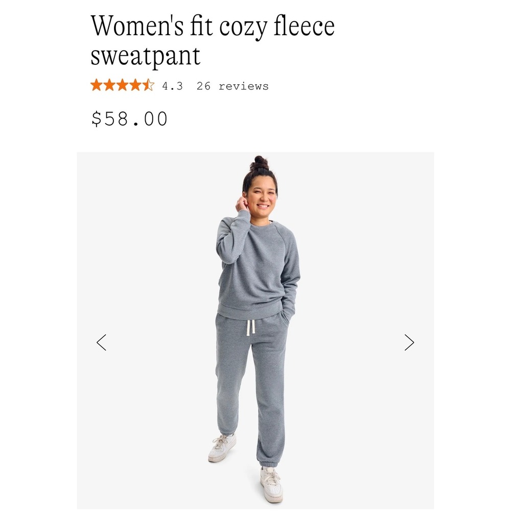 Primary Womens Fit Cozy Fleece Sweatpants Gray Joggers Medium B7 Soft - Picture 2 of 9